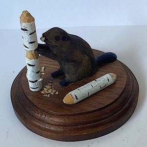 Ken Scott Beaver Wooden Sculpture Signed and Dated 2006 Collectible